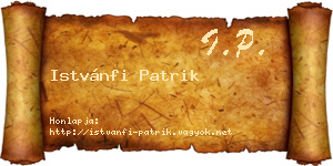 Istvánfi Patrik névjegykártya