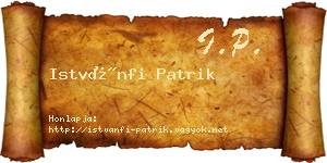 Istvánfi Patrik névjegykártya